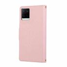 For vivo Y21 / Y33s 4G Global Round Buckle Zipper Wallet Leather Phone Case with Crossbody Strap(Pink) - 3