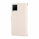 For vivo Y21 / Y33s 4G Global Round Buckle Zipper Wallet Leather Phone Case with Crossbody Strap(White) - 3