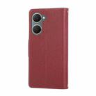 For vivo Y03 4G / Y18 / Y28s Round Buckle Zipper Wallet Leather Phone Case with Crossbody Strap(Red) - 3
