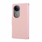 For vivo V50 Round Buckle Zipper Wallet Leather Phone Case with Crossbody Strap(Pink) - 3