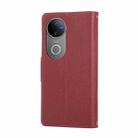 For vivo V50 Round Buckle Zipper Wallet Leather Phone Case with Crossbody Strap(Red) - 3