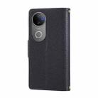 For vivo V50 Round Buckle Zipper Wallet Leather Phone Case with Crossbody Strap(Black) - 3