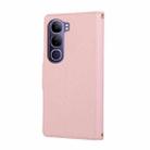 For vivo V40 Lite Round Buckle Zipper Wallet Leather Phone Case with Crossbody Strap(Pink) - 3