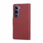 For vivo V40 Lite Round Buckle Zipper Wallet Leather Phone Case with Crossbody Strap(Red) - 3