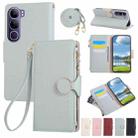 For vivo V40 Lite Round Buckle Zipper Wallet Leather Phone Case with Crossbody Strap(Sky Blue) - 1