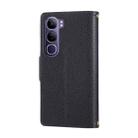 For vivo V40 Lite Round Buckle Zipper Wallet Leather Phone Case with Crossbody Strap(Black) - 3