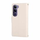For vivo V40 Lite Round Buckle Zipper Wallet Leather Phone Case with Crossbody Strap(White) - 3