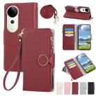 For vivo S19 Pro / V40 / V40 Pro Round Buckle Zipper Wallet Leather Phone Case with Crossbody Strap(Red) - 1