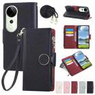 For vivo S19 Pro / V40 / V40 Pro Round Buckle Zipper Wallet Leather Phone Case with Crossbody Strap(Black) - 1