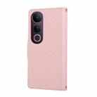 For vivo V50 Lite 5G Round Buckle Zipper Wallet Leather Phone Case with Crossbody Strap(Pink) - 3