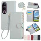 For vivo V50 Lite 5G Round Buckle Zipper Wallet Leather Phone Case with Crossbody Strap(Sky Blue) - 1