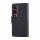 For vivo V50 Lite 5G Round Buckle Zipper Wallet Leather Phone Case with Crossbody Strap(Black) - 3