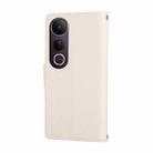 For vivo V50 Lite 5G Round Buckle Zipper Wallet Leather Phone Case with Crossbody Strap(White) - 3