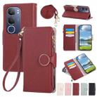 For vivo Y19s / Y29 5G Round Buckle Zipper Wallet Leather Phone Case with Crossbody Strap(Red) - 1