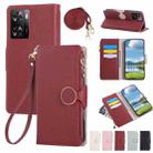 For OPPO A57 / A77 5G Global Round Buckle Zipper Wallet Leather Phone Case with Crossbody Strap(Red) - 1