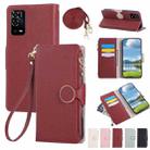 For OPPO A55 4G / 5G / A54 4G Round Buckle Zipper Wallet Leather Phone Case with Crossbody Strap(Red) - 1