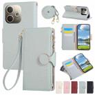 For OPPO A5 Pro 5G Global Round Buckle Zipper Wallet Leather Phone Case with Crossbody Strap(Sky Blue) - 1