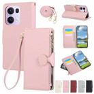 For OPPO Reno13 Pro Round Buckle Zipper Wallet Leather Phone Case with Crossbody Strap(Pink) - 1
