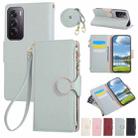 For OPPO Reno12 Pro Global Round Buckle Zipper Wallet Leather Phone Case with Crossbody Strap(Sky Blue) - 1