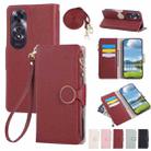 For OPPO A60 4G Global Round Buckle Zipper Wallet Leather Phone Case with Crossbody Strap(Red) - 1