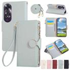 For OPPO A60 4G Global Round Buckle Zipper Wallet Leather Phone Case with Crossbody Strap(Sky Blue) - 1