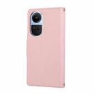 For OPPO Reno10 /10 Pro Global Round Buckle Zipper Wallet Leather Phone Case with Crossbody Strap(Pink) - 3