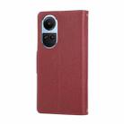 For OPPO Reno10 /10 Pro Global Round Buckle Zipper Wallet Leather Phone Case with Crossbody Strap(Red) - 3
