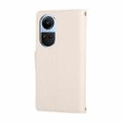 For OPPO Reno10 /10 Pro Global Round Buckle Zipper Wallet Leather Phone Case with Crossbody Strap(White) - 3