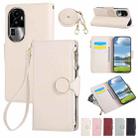 For OPPO Reno10 Pro+ Round Buckle Zipper Wallet Leather Phone Case with Crossbody Strap(White) - 1