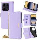 For Redmi Note 14S 4G Crossbody Chain Leather Phone Case(Purple) - 1