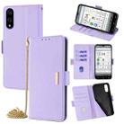 For Kyocera Basio Active3 Crossbody Chain Leather Phone Case(Purple) - 1