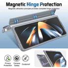 For Samsung Galaxy Z Fold4 Film Integrated Lens Frame Bracket Phone Case with Wristband(Grey) - 3