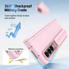 For Samsung Galaxy Z Fold4 Film Integrated Lens Frame Bracket Phone Case with Wristband(Pink) - 2