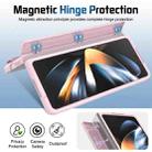 For Samsung Galaxy Z Fold4 Film Integrated Lens Frame Bracket Phone Case with Wristband(Pink) - 3