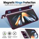 For Samsung Galaxy Z Fold4 Film Integrated Lens Frame Bracket Phone Case with Wristband(Wine Red) - 3