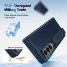 For Samsung Galaxy Z Fold4 Film Integrated Lens Frame Bracket Phone Case with Wristband(Dark Blue) - 2