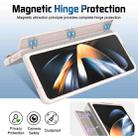 For Samsung Galaxy Z Fold4 Film Integrated Lens Frame Bracket Phone Case with Wristband(Apricot) - 3