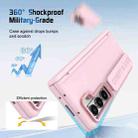 For Samsung Galaxy Z Fold5 Film Integrated Lens Frame Bracket Phone Case with Wristband(Pink) - 2