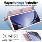 For Samsung Galaxy Z Fold5 Film Integrated Lens Frame Bracket Phone Case with Wristband(Pink) - 3