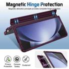 For Samsung Galaxy Z Fold5 Film Integrated Lens Frame Bracket Phone Case with Wristband(Wine Red) - 3