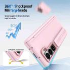 For Samsung Galaxy Z Fold6 Film Integrated Lens Frame Bracket Phone Case with Wristband(Pink) - 2