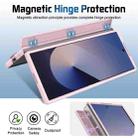 For Samsung Galaxy Z Fold6 Film Integrated Lens Frame Bracket Phone Case with Wristband(Pink) - 3
