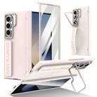 For Samsung Galaxy Z Fold7 Film Integrated Lens Frame Bracket Phone Case with Wristband(Apricot) - 1