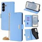 For Samsung Galaxy S25 5G Crossbody Chain Leather Phone Case(Blue) - 1