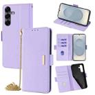 For Samsung Galaxy S25 5G Crossbody Chain Leather Phone Case(Purple) - 1