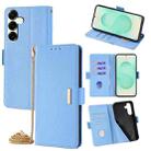 For Samsung Galaxy S25+ 5G Crossbody Chain Leather Phone Case(Blue) - 1
