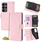 For Samsung Galaxy S25 Ultra 5G Crossbody Chain Leather Phone Case(Pink) - 1