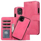 For iPhone 11 KLT888-2 Retro 2 in 1 Detachable Magnetic Horizontal Flip TPU + PU Leather Case with Holder & Card Slots & Photo Frame & Wallet(Rose Red) - 1