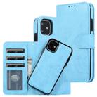 For iPhone 11 KLT888-2 Retro 2 in 1 Detachable Magnetic Horizontal Flip TPU + PU Leather Case with Holder & Card Slots & Photo Frame & Wallet(Sky Blue) - 1