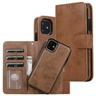 For iPhone 11 KLT888-2 Retro 2 in 1 Detachable Magnetic Horizontal Flip TPU + PU Leather Case with Holder & Card Slots & Photo Frame & Wallet(Brown) - 1